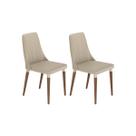Conjunto c/ 2 Cadeiras Loren Natural Champanhe PU Off White