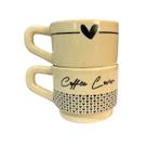 Conjunto C/ 2 Canecas Empilháveis 160Ml Palha - Coffee Lover