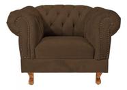 Conjunto c/ 2 Poltronas Chesterfield Duque Marrom Luxo - Suede / decoração, recepção, barbearia, sala tv estar