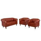 Conjunto c/ 2 Poltronas e 1 Namoradeira Chesterfield Duque - Marrom Luxo / decoração, recepção, barbearia, sala tv estar
