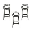 Conjunto C-3 Banqueta Allegra Alta Master Preta Cozinha Americana Balcão Polipropileno