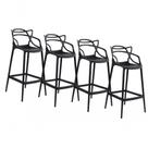 Conjunto C/4 Banqueta Allegra Alta Master Preta Cozinha Americana Balcão Polipropileno