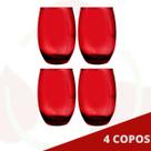 Conjunto c/ 4 Copos Vidro California 450ml Grande Vermelho