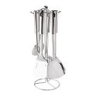 Conjunto C/7 Peças Utensílios Suporte Em Aço Inox Cozinha