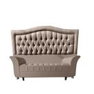 Conjunto Cabeceira Box Casal Costa Rica + Recamier Barcelona 140 Cm Linho Bege Atraente Moveis