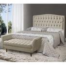 Conjunto Cabeceira Box Casal Costa Rica + Recamier Barcelona 140 Cm Linho Bege Atraente Moveis