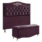 Conjunto Cabeceira e Calçadeira Holanda 140 cm Luxor Roxo Speciale Home