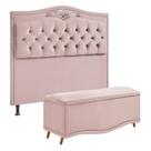 Conjunto Cabeceira e Calçadeira Holanda Casal Queen Size 160 cm para Cama Box Marrom Castor - Shop das Cabeceiras