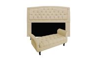 Conjunto cabeceira geovana solteiro 100cm + recamier calçadeira new grecia 100cm suede bege