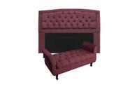 Conjunto cabeceira geovana solteiro 100cm + recamier calçadeira new grecia 100cm suede bordo