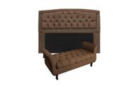 Conjunto cabeceira geovana solteiro 100cm + recamier calçadeira new grecia 100cm suede marrom