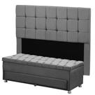 Conjunto Cabeceira Julia + Calçadeira Munique 160cm Veludo Shop das Cabeceiras