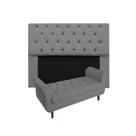 Conjunto Cabeceira Mirage Com Recamier Grécia Solteiro 90 cm Suede Cinza - LM DECOR Conjunto Cabeceira Mirage Com Recamier Grécia Solteiro 90 cm Suede Cinza - LM DECOR