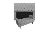 Conjunto cabeceira mirage solteiro 100cm + recamier calçadeira new grecia 100cm suede cinza