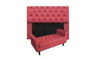Conjunto cabeceira mirage solteiro 90cm + recamier calçadeira new grecia 90cm suede vermelho Conjunto cabeceira mirage solteiro 90cm + recamier calçadeira new grecia 90cm suede vermelho