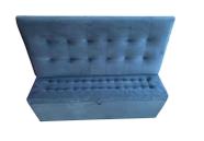 Conjunto cabeceira painel e recamier puff baú beira de cama - 1,38 cm - azul marinho