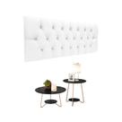 Conjunto Cabeceira Painel Estofada Capitonê 140 cm Branco Paris e Mesa de Centro e Apoio Liz Preta EJ Conjunto Cabeceira Painel Estofada Capitonê 140 cm Branco Paris e Mesa de Centro e Apoio Liz Preta EJ