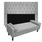 Conjunto cabeceira solteiro 100cm brenda + recamier félix 100cm suede cinza