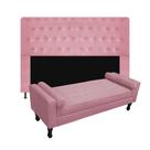 Conjunto cabeceira solteiro 100cm brenda + recamier félix 100cm suede rosa