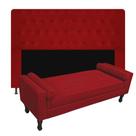 Conjunto cabeceira solteiro 100cm brenda + recamier félix 100cm suede vermelho
