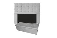 Conjunto cabeceira solteiro 100cm laura copenhague + recamier calçadeira 100cm suede cinza
