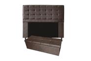 Conjunto cabeceira solteiro 100cm laura copenhague + recamier calçadeira 100cm suede marrom