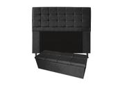 Conjunto cabeceira solteiro 100cm laura copenhague + recamier calçadeira 100cm suede preto