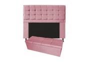 Conjunto cabeceira solteiro 100cm laura copenhague + recamier calçadeira 100cm suede rosa