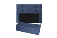 Conjunto cabeceira solteiro 100cm munique + recamier calçadeira 100cm suede azul marinho