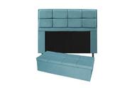 Conjunto cabeceira solteiro 100cm munique + recamier calçadeira 100cm suede azul turquesa