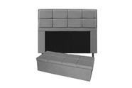 Conjunto cabeceira solteiro 100cm munique + recamier calçadeira 100cm suede cinza