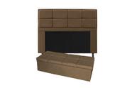 Conjunto cabeceira solteiro 100cm munique + recamier calçadeira 100cm suede marrom