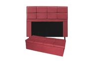 Conjunto cabeceira solteiro 100cm munique + recamier calçadeira 100cm suede vermelho