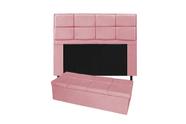 Conjunto cabeceira solteiro 100cm munique + recamier calçadeira 100m suede rosa