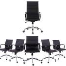 Conjunto Cadeiras de Escritório Moob Boston 5 Cadeiras Diretor e 1 Cadeira Presidente Giratória Com Função Relax Preta