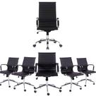 Conjunto Cadeiras Escritório 1 Presidente + 5 Diretor Boston Sala de Reunião Esteirinha Preta