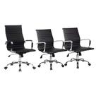Conjunto Cadeiras Escritório Moob Boston 2 Cadeiras Diretor e 1 Cadeira Presidente Giratória Preto