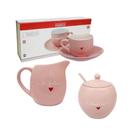 Conjunto Café da Manhã Porcelana Rosa La'mour Conjunto Café da Manhã Porcelana Rosa La'mour