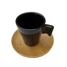Conjunto cafezinho com pires bambu e xicara cerâmica Preta Conjunto cafezinho com pires bambu e xicara cerâmica Preta