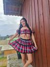 Conjunto Caipira croped e saia xadrez Evelin Conjunto Caipira croped e saia xadrez Evelin