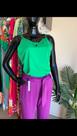 Conjunto Calça Berinjela e Blusa Verde T:P
