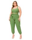 Conjunto Calça Cargo e Cropped em Crepe Sunflower Plus Size Conjunto Calça Cargo e Cropped em Crepe Sunflower Plus Size