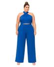 Conjunto Calça Cargo e Cropped Transpassado em Crepe Sunflower
