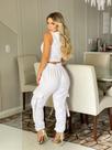 Conjunto Calça E Blusa Brancas Com Botões: Branco Radiante