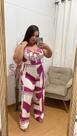 Conjunto calça e blusa longo, sol Modas feminino, estampado vinho tam G