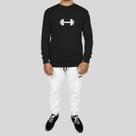Conjunto Calça e Blusa Moletom Careca Sem Capuz Algodão Estampado Peso Academia