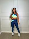 Conjunto calça Labelly - Azul Marinho/Azul Claro/Verde Limão