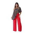 Conjunto Calça Pantalona + Crooped Bata Assimétrico 0486