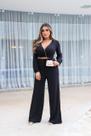 Conjunto Calça Pantalona e Blusa Manga Longa Transpassada