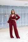 Conjunto Calça Pantalona e Blusa Manga Longa Transpassada